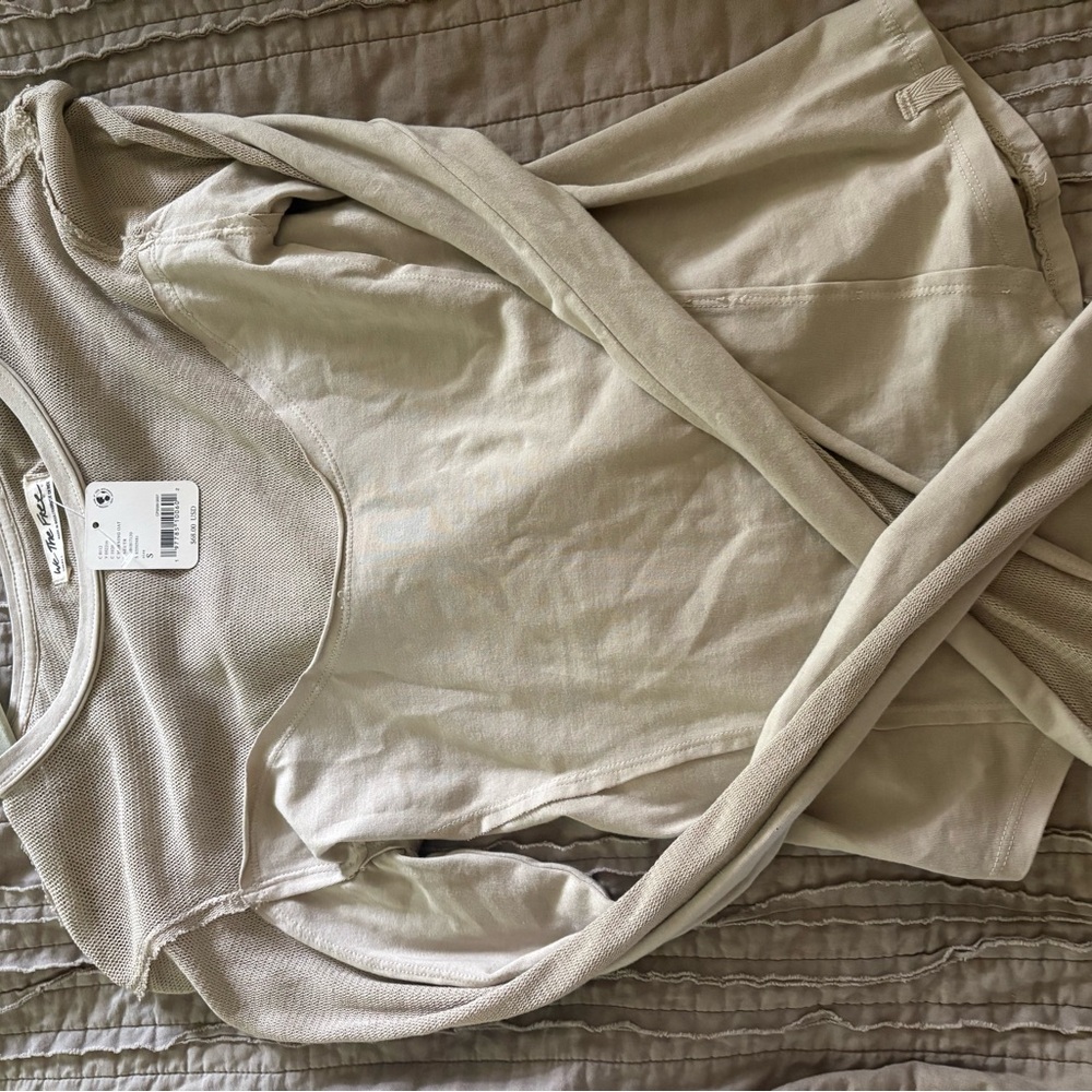 Free People Cream Long Sleeve Top